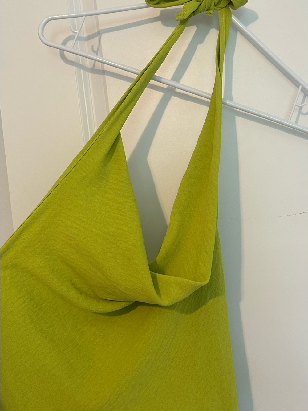 Chartreuse Cowl Neck Women's Mini Dress - Picture 7 of 7